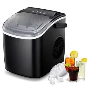 Ice Makers Countertop with Handle,26.5Lbs/24H,9 Cubes in 6 Mins,Portable Ice Maker Machine with Self-Cleaning,Ice Basket and Scoop,Perfect for Home, Kitchen, Bar, Camping
