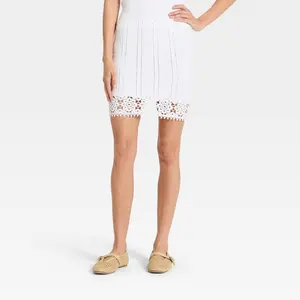 Women's Openwork Sweater A-Line Skirt - Universal Thread™ White S