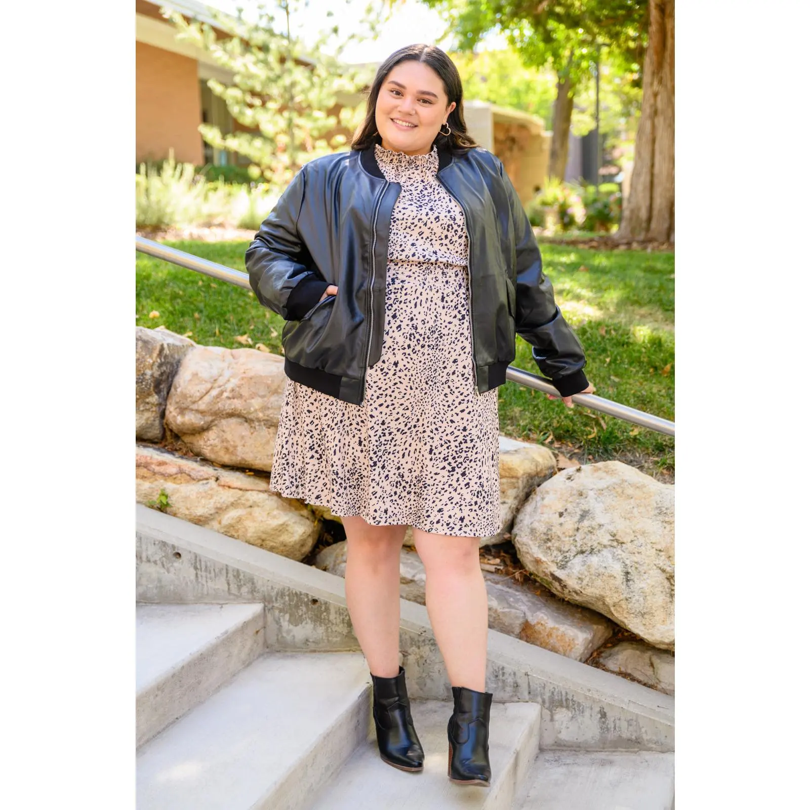 Ophelia Animal Print Shirred Waist Dress