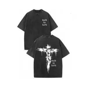 Walk By Faith Christian T-Shirt, Oversized Cross Graphic Tee, Religious Grunge Shirt, Gift For Him, Gift For Her, Faith Streetwear