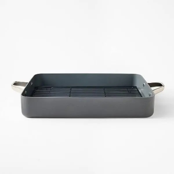 15.74" Aluminum Ceramic Roasting Pan Dark Gray - Figmint