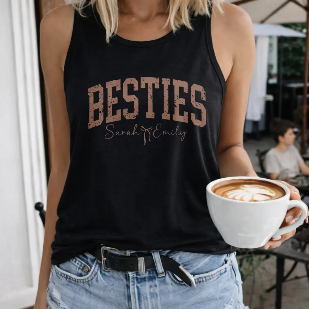 Personalized BFF Sports Shirt - Party Wear, Hand-Washable, Letter-Embellished, Street-Style Friendship Gift For Her (Birthday Option), Hand Wash, Letters