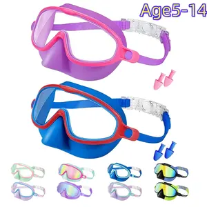 Kids Swim Goggles with Nose Cover, Swimming Goggles, Pool Goggles, 2-Pack Wide View Diving Masks, Anti-Fog UV Protection, No-Leak Design for Toddlers & Children Ages 5-14