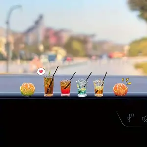 Cute American Coffee & Iced Tea Design Car Dashboard Decorations, Adhesive Mini Drink Cup Accessories for Men & Women, Perfect Gift for Car Enthusiasts