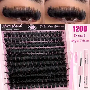 False Cluster Lashes 120D/100D, High-Quality Volume D Curl Lash Extensions Kit, Includes Tweezers, Glue & Brush, Easy DIY Application, Soft, Gentle on Eyes, Long-Lasting At-Home Lash Extension Set, Beginner Friendly / Salon Effect / Lightweight / DIY at H