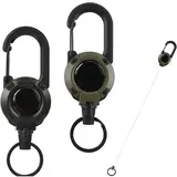Unisex Black 3-Pack Corrosion-Resistant Military Look Keychain Badge Reels, 60cm Steel Cord, 10 oz Load Support, Non-Bulky Design, Solid Color Adults' Outdoor Fashion Accessory, Multipack Gifts for Him,toolupgrade