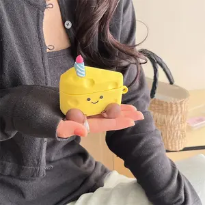 Cute Cheese Shaped Earphone Case, Silicone Earphone Protective Cover, Earphone Accessories Compatible with AirPods 1 2 3 4 Pro Pro2