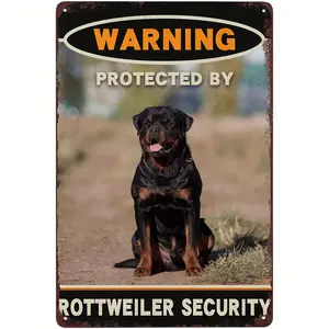 1 PC Metal Dog Warning Sign - Rottweiler Security Protection - Multipurpose Wall Hanging Tin Sign For Home, Farmhouse, Ranch, Bar, Cafe, Club, Cave Decor - 8X12 Inch, English Language