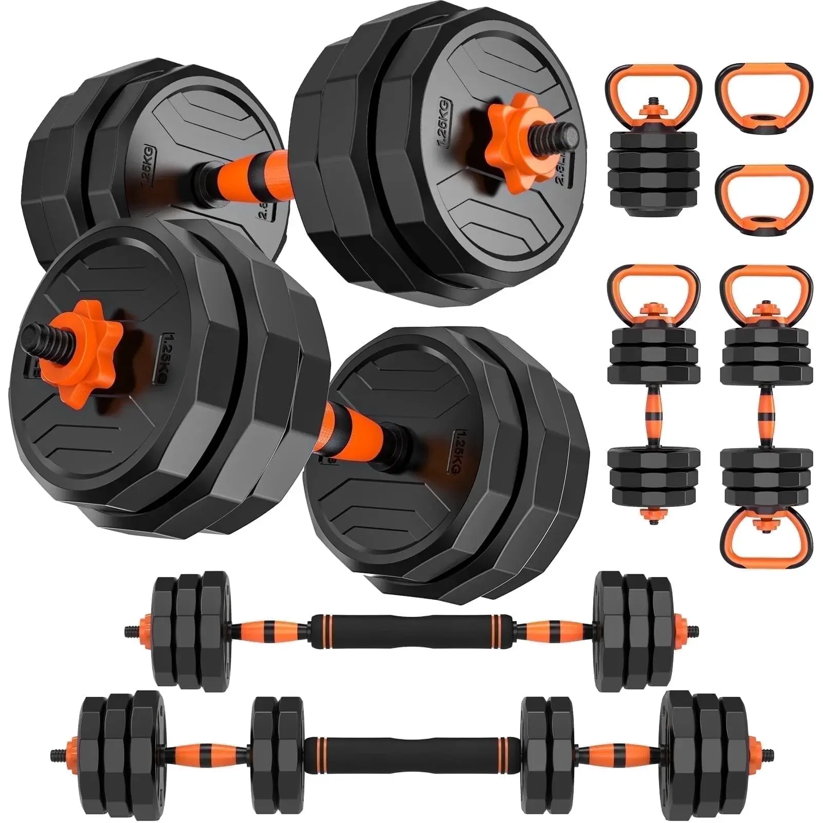 GIKPAL 66Lb 4-In-1 Adjustable Dumbbells Set Free Weight Set with Connector Used as Barbell, Kettlebells, Push up Stand, Fitness Exercises for Home Gym Suitable Men/Women