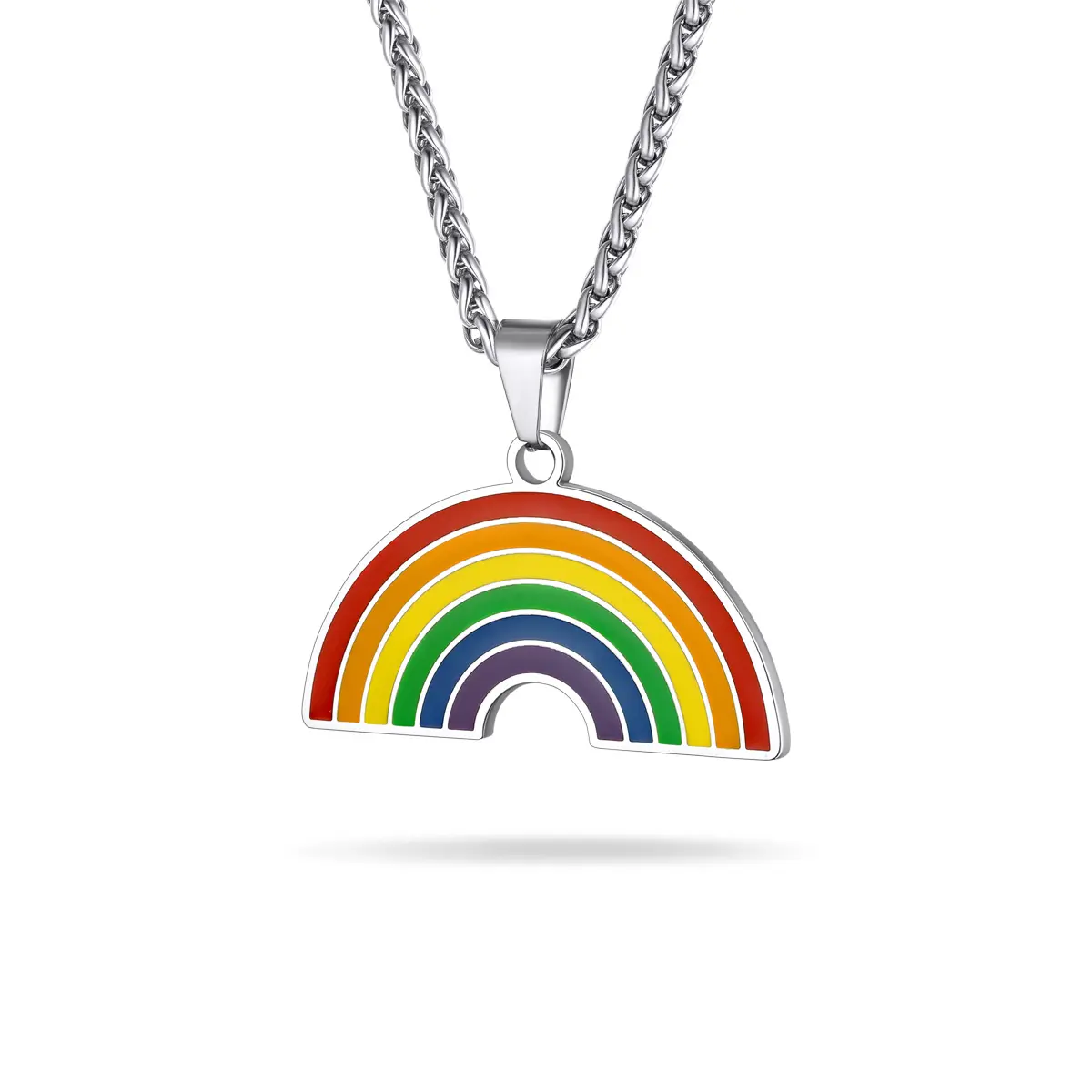 PROSTEEL LGBT Rainbow Pendant Necklace Stainless Steel Gay Pride Lgbt Stuff Chain Necklaces Jewelry Unisex For Men Women with Gift Box