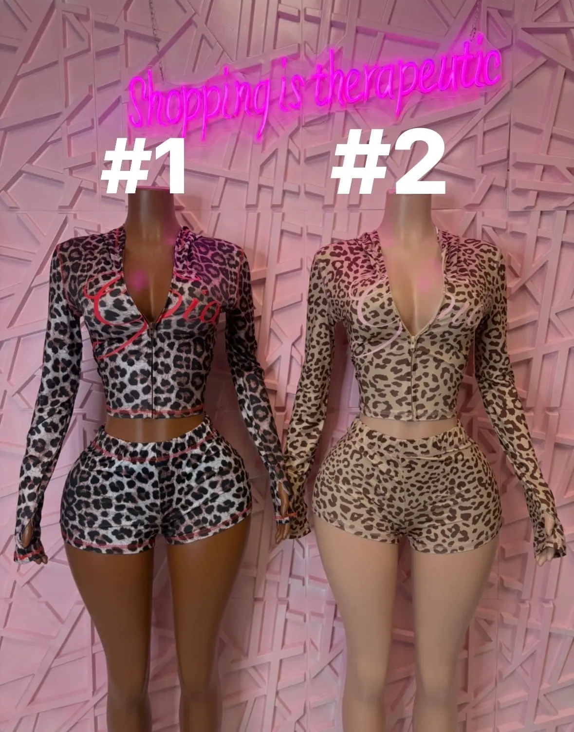 G short set cheetah print