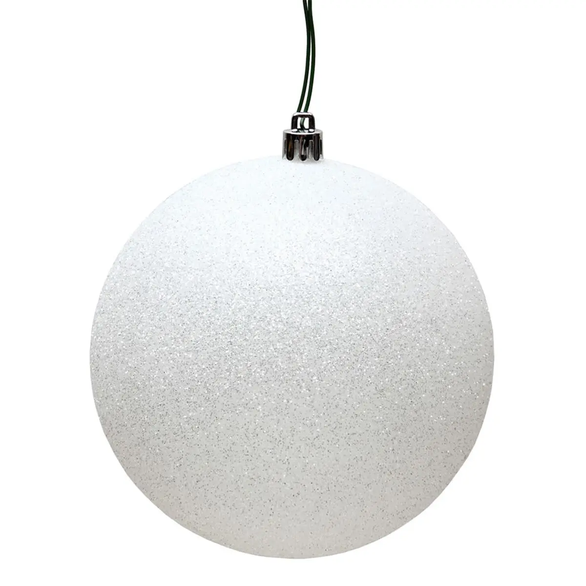 212 MAIN 4 in. White Glitter Plastic Christmas Ornament Ball - 6 per Bag (6-Pack), Six Pack