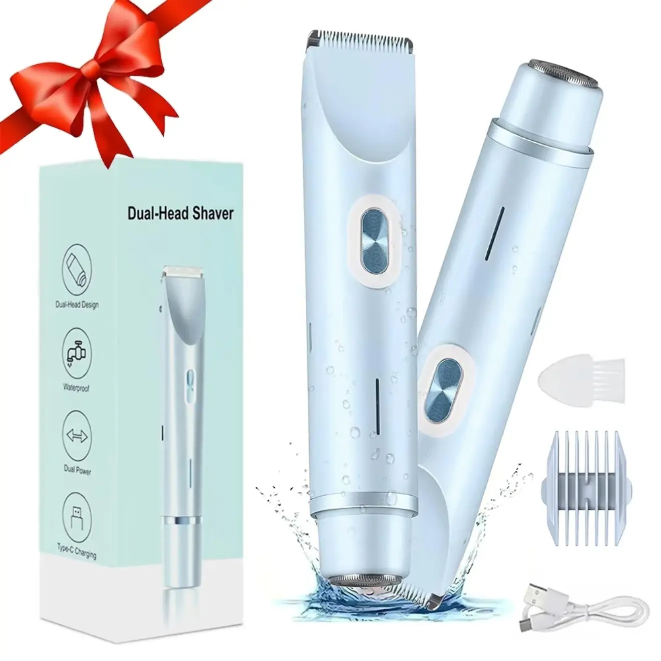 USB Rechargeable Dual Head Electric Shaver, Women's Pubic Hair Trimmer, Men's Beard Razor, Multi-Functional Grooming Tool, Ideal Gift