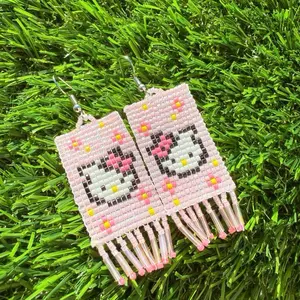 Native Made kitty beaded earrings