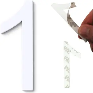 4 Inch House Numbers, Self-adhesive Mailbox Numbers Modern House Numbers for Outside Address Numbers for House Office Hotel Room Farmhouse Easy to Install Strong adhesive backing (White 1)