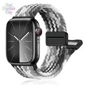 Braided Magnetic Buckle Apple Watch Band – Stretch Strap (38–49mm, Series & Ultra)