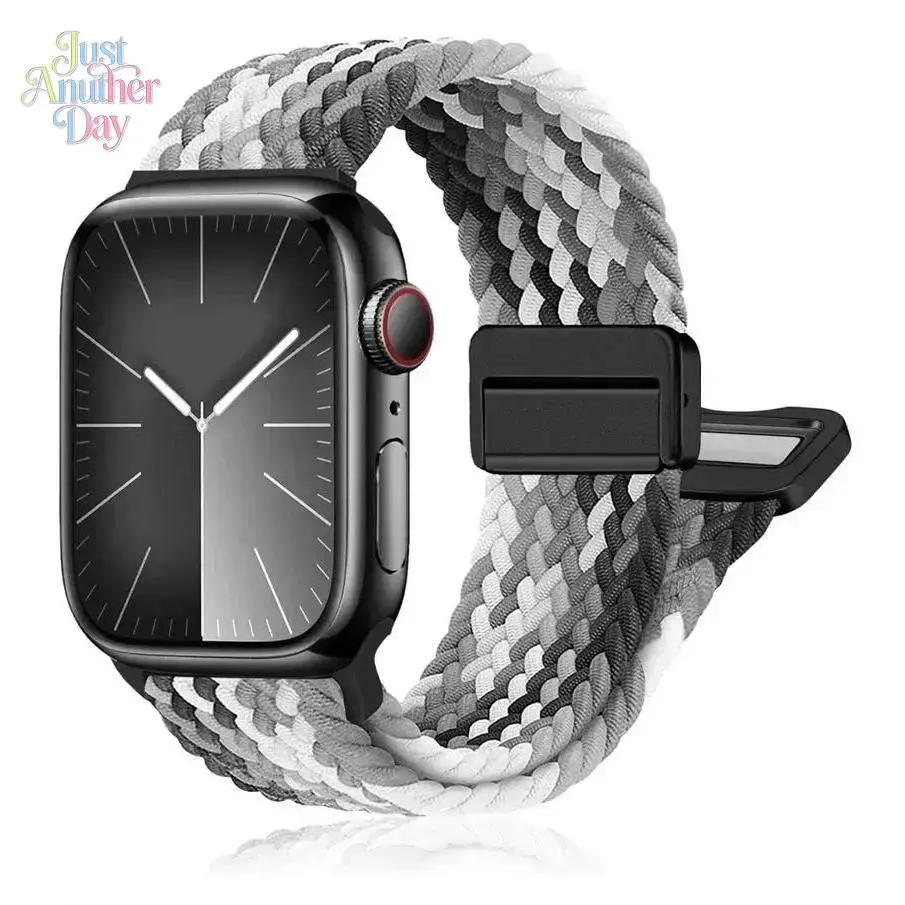 Braided Magnetic Buckle Apple Watch Band – Stretch Strap (38–49mm, Series & Ultra)