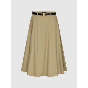 URBAN REVIVO 2026 Spring New Women's Retro Elegant Minimalist Office Belted Midi Skirt Belted A-Line Midi Skirts  UWG560006