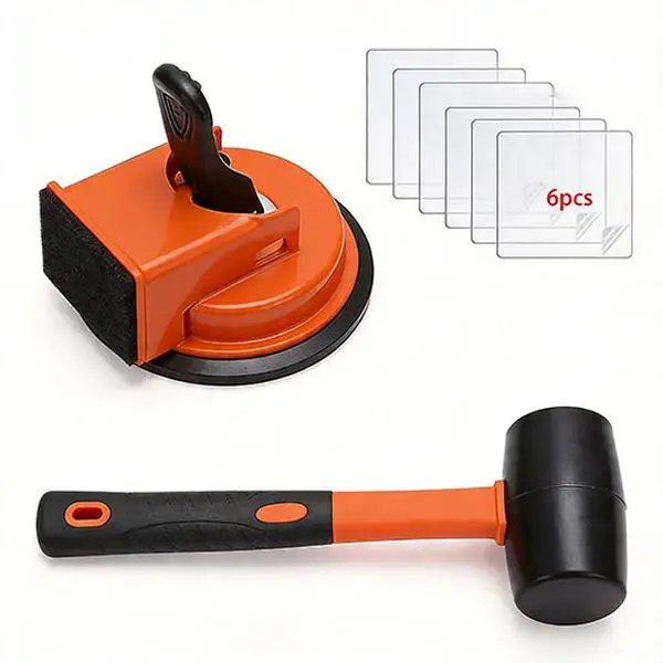 Floor Gap Fixer ToolTile Leveling Suction Cup Tool Set with Rubber Mallet, Reusable Tile Height Adjuster for Floor Wall Tile Installation, DIY Flooring Renovation Hand Tools