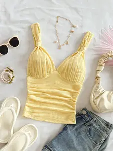 Women's Fashion Knitted V-Neck Slim Fit Casual Comfortable Basic Vest, Sleeveless Top for Daily Commute, Elegant Plain Design, All Seasons Wear for Lady