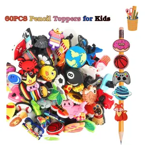 60PCS Pencil Toppers for Kids – Cute Pencil Decorations with Fun Clip Designs, Classroom Rewards, School Prizes & Party Favors
