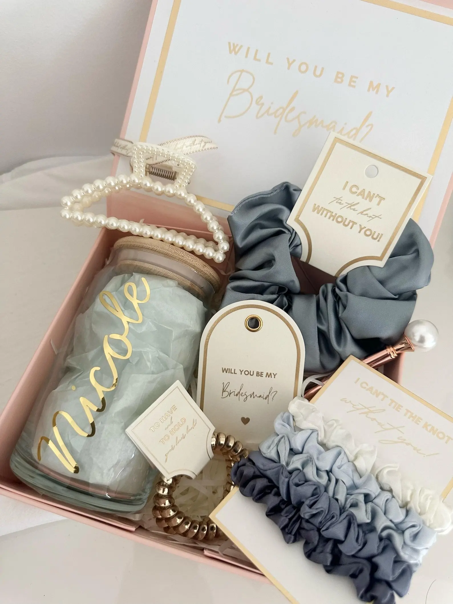 Personalized Bridesmaid Proposal Box, Hair Accessories Gift Set