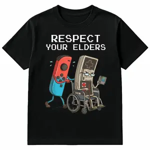 Respect Your Elders Gaming T-Shirt | Retro Controller & Joy-Con Graphic Tee | Funny Gamer Nostalgia Shirt | Video Game Lover Gift | Casual Retro Gaming Streetwear