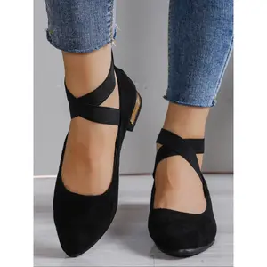 Women's Elegant Ballet Flats, Cross Elastic Band Decorative Details, Comfortable Outdoor Wear, Commuting Office Shoes, Lightweight Flats(Sheets)