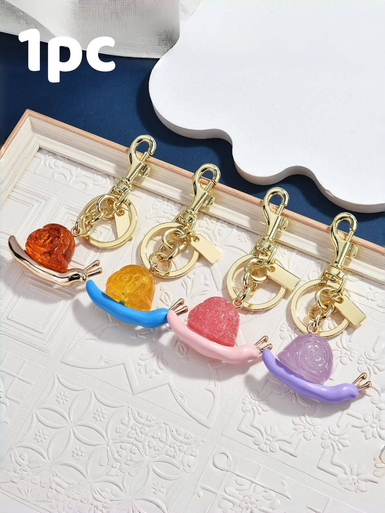 Candy Color Cartoon Snail Bag Charm, Resin Glitter Shell + Colored Metal Keychain, Multi-Color, Lobster Clasp, Perfect Gift for Graduation, Mother's Day