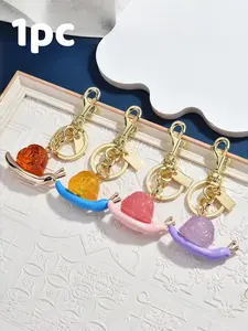 Candy Color Cartoon Snail Bag Charm, Resin Glitter Shell + Colored Metal Keychain, Multi-Color, Lobster Clasp, Perfect Gift for Graduation, Mother's Day
