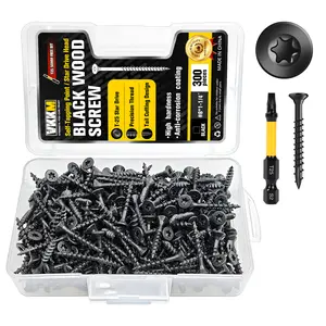 Rust-Proof Black Wood Screws, 80PCS/300PCS Assorted Sizes with T25 Bit, Practical for Fence and Woodwork Fixing