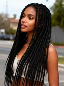 Extensions Braiding Hair 4 Pack(40Strands) Thin 0.6cm Dreadlock Handmade Hip-Hop Style Dreadlocks Extensions 18inch Synthetic Hair Extension