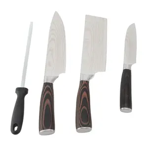 4 Piece Premium Japanese Style Knife Set with Laser Damascus Patterns, Imperial Collection, Ultra Sharp Cutting Edge
