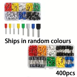 400pcs Crimp Terminals Electrical Tube Connectors, Ve Tubular Block Cord End Connectors for Reliable Wire Connections
