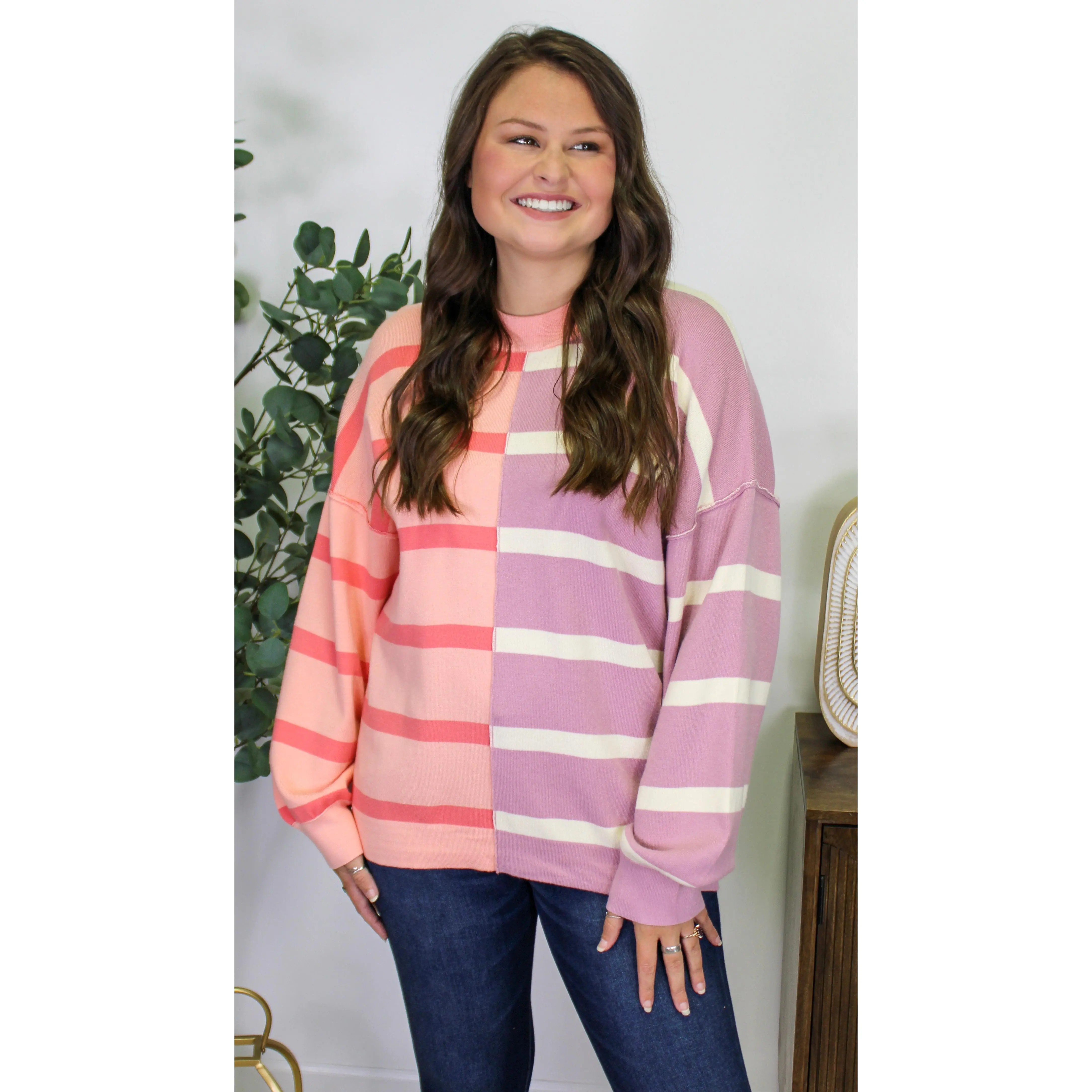 Purple and Pink Stripe Sweater RTS