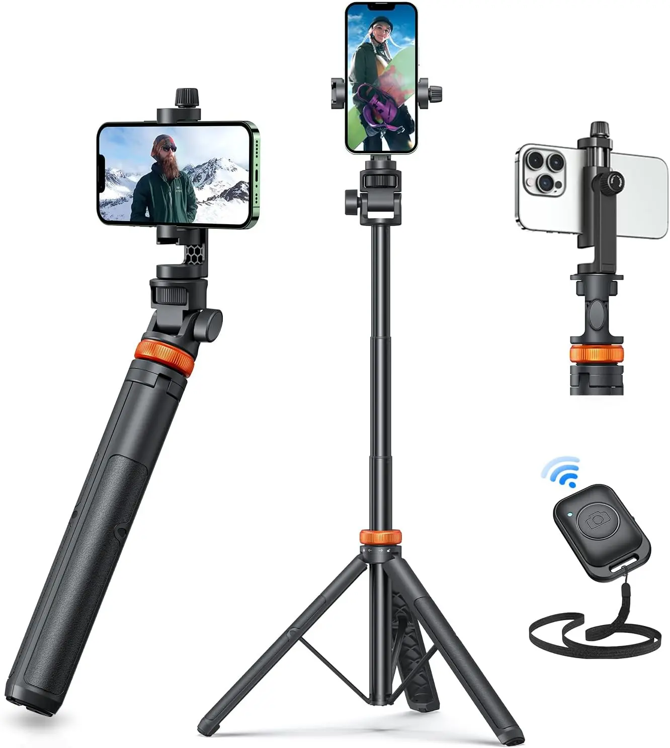 Upgrade Your Shots with the EUCOS 62" Tripod & Selfie Stick – Perfect for iPhone, Samsung, GoPro & More Accessories Aluminum