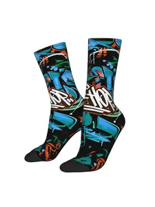 1 Pair Hip Hop graffiti Vintage Hip Hop Streetwear Crazy Men's compression Vibrant Socks Unisex Harajuku Unique Print Pattern Printed Funny Novelty Happy Crew Sock