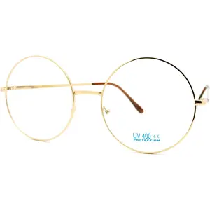Super  Round Circle Frame Clear Lens Glasses , Large