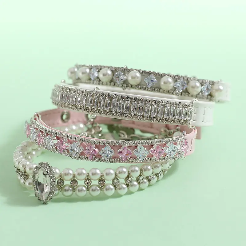 Fashion pet products, pet cute necklace, cat and dog collar, simulated bright diamond pet fashion collar
