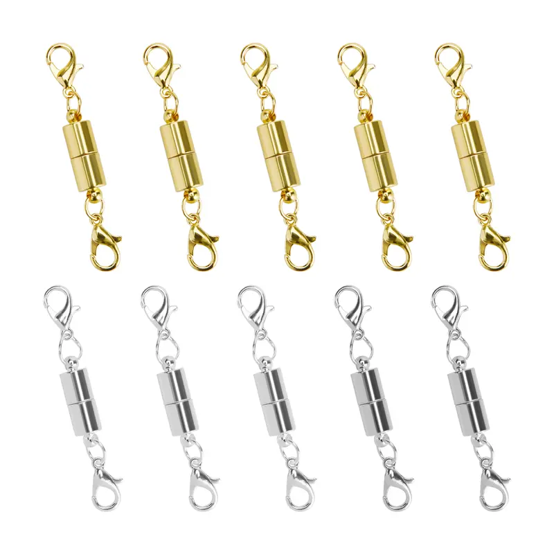 10 Pcs Gold and Silver Color Tone Magnetic Lobster Clasp for Jewelry Necklace Bracelet
