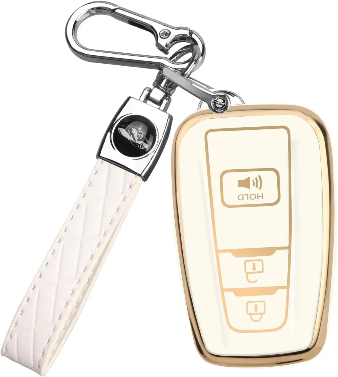 Car Key Holder & Key Cover with Keychain for 4Runner, Compatible with 2016-2024 RAV4, Camry, Prius, Prado, Highlander, Avalon, Key Covers