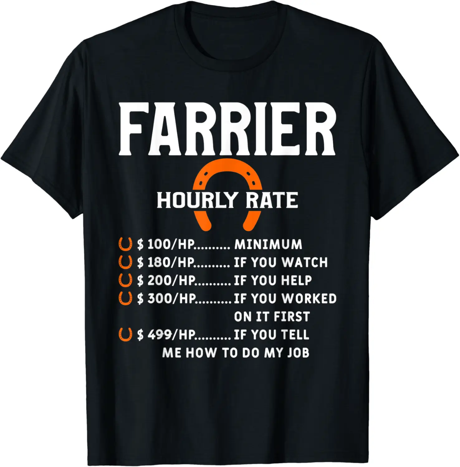 Mens Farrier Hourly Rate Funny Horse Blacksmith Hoof Forger T-Shirt - Parisbus Shop 90B09BKGMTQ6