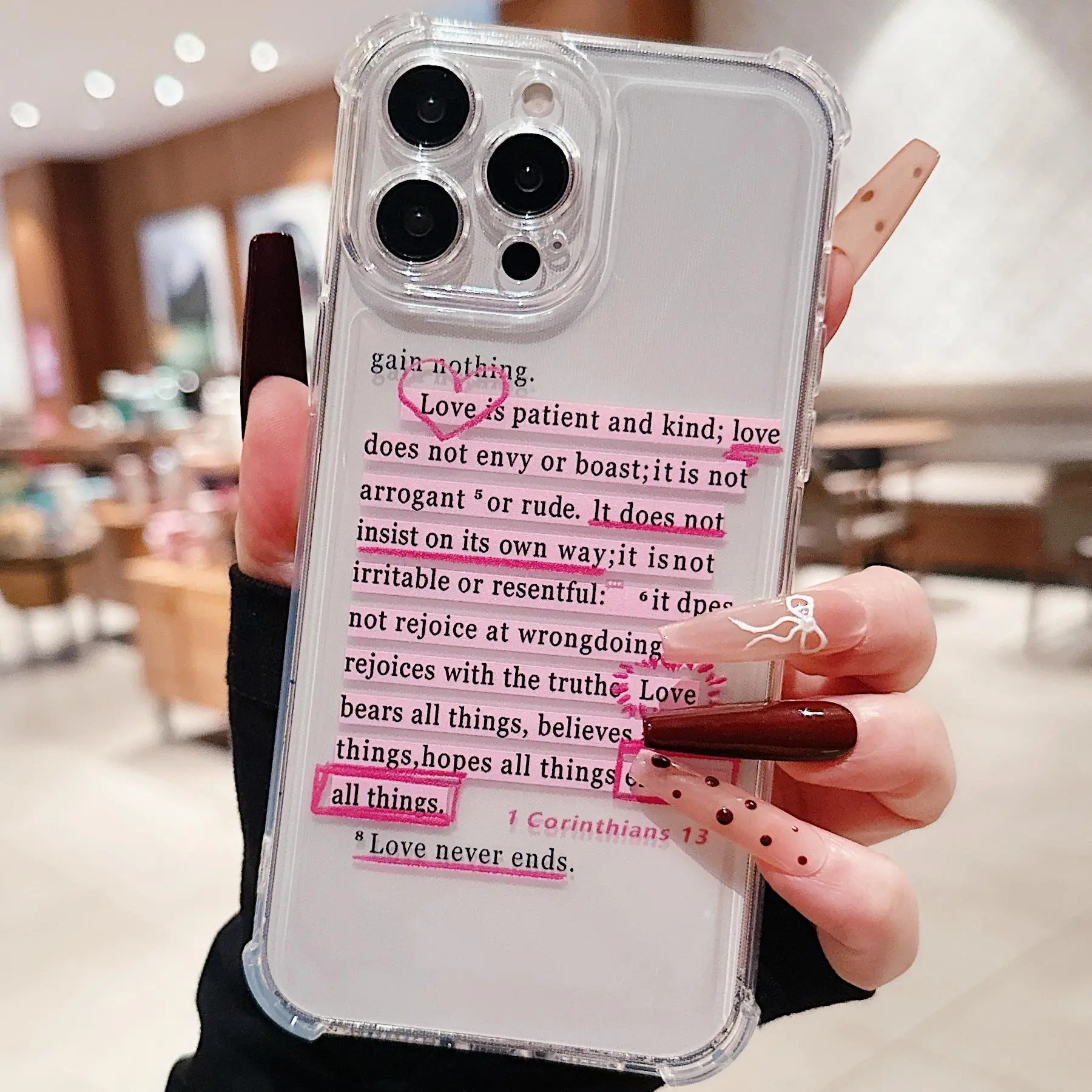 Clear Phone Case with Quote Pattern, Anti-drop Shockproof Protective Phone  Protector Cover, Phone Accessories Compatible