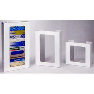 RackEm Racks  3-Box Vertical Plastic Box Glove Dispenser - White Heavy- Duty Plastic