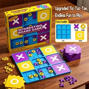 Fun Nine Grid Xo Game Set, Family Interactive Educational Desk Game, Develops Logical Thinking and Adaptability, Brain Teaser Toy Tabletop Game