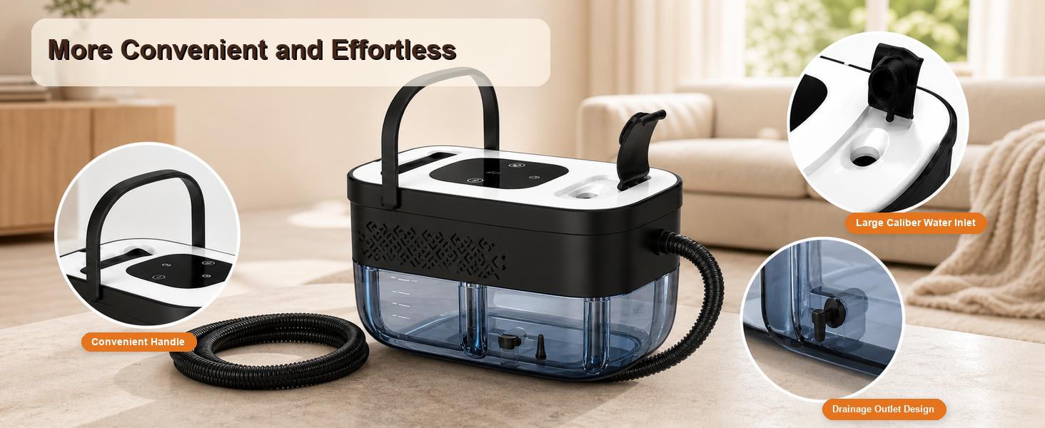 ECORUI Portable Steam Cleaner for Pet Homes, 221°F High-Temperature Handheld Steamer with 15-Second Heat-Up, 6 Steam Levels, 18 Attachments for Litter Boxes, Floors, Crates, Feeding Areas & More