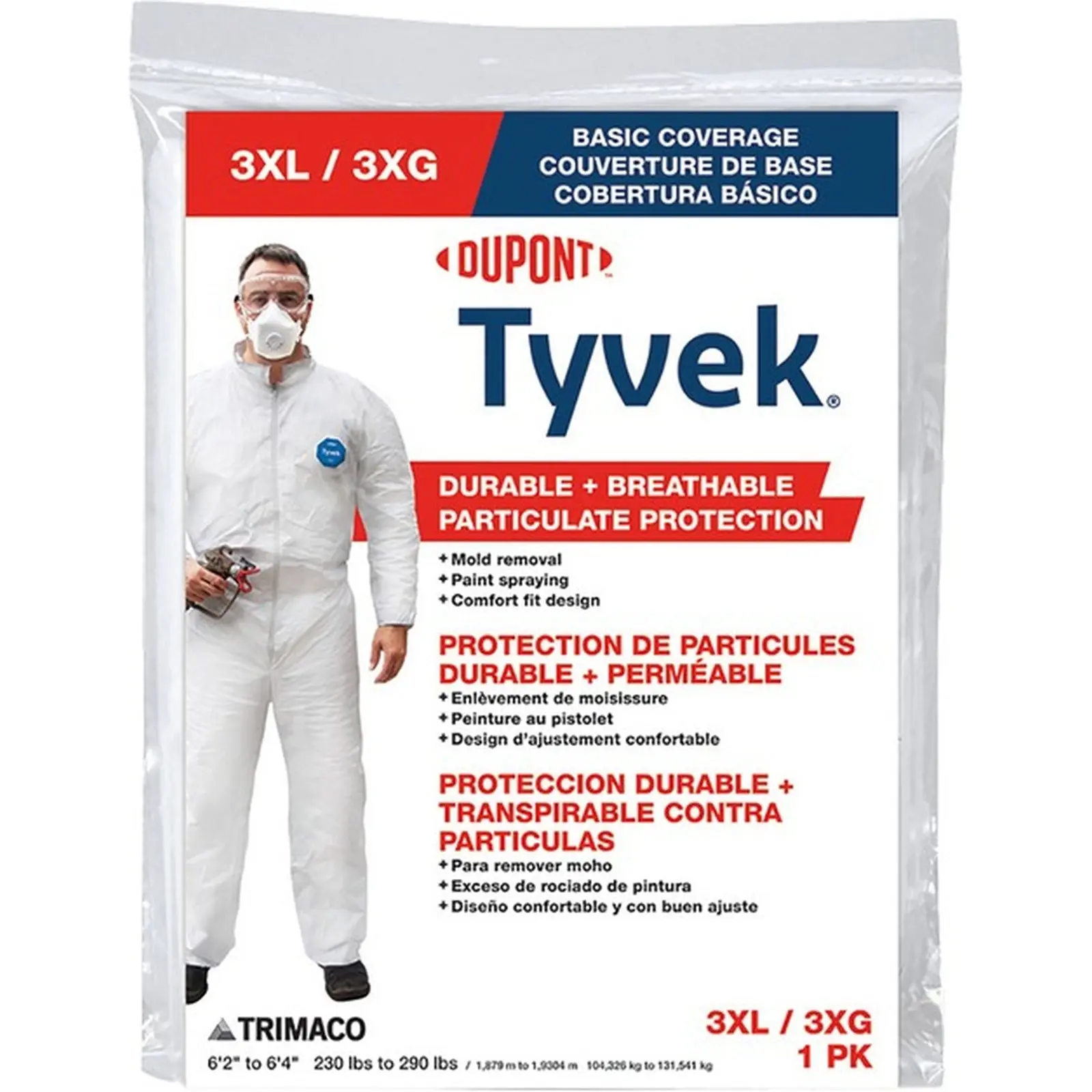 Trimaco 14125 3XL No Elastic Tyvek Coveralls-1PK LANC-179657