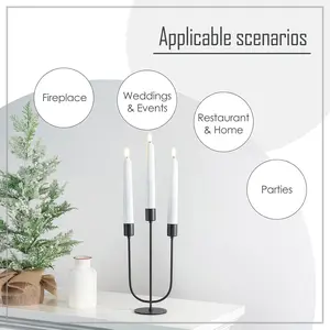 Official Metal Candelabra Black Candlestick Holders Candle Stand for Taper Candles Table Centerpiece Set of 3 with Cast Iron