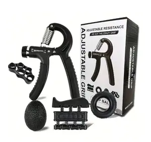 Hand Grip Strengthener Kit(5 Pack),Grip Strength Trainer,Forearm Workout Trainer Adjustable Grip Exercises,Finger Grip Strengthener,Finger Stretcher,Grip Ring & Stress Relief Ball With Carry Bag