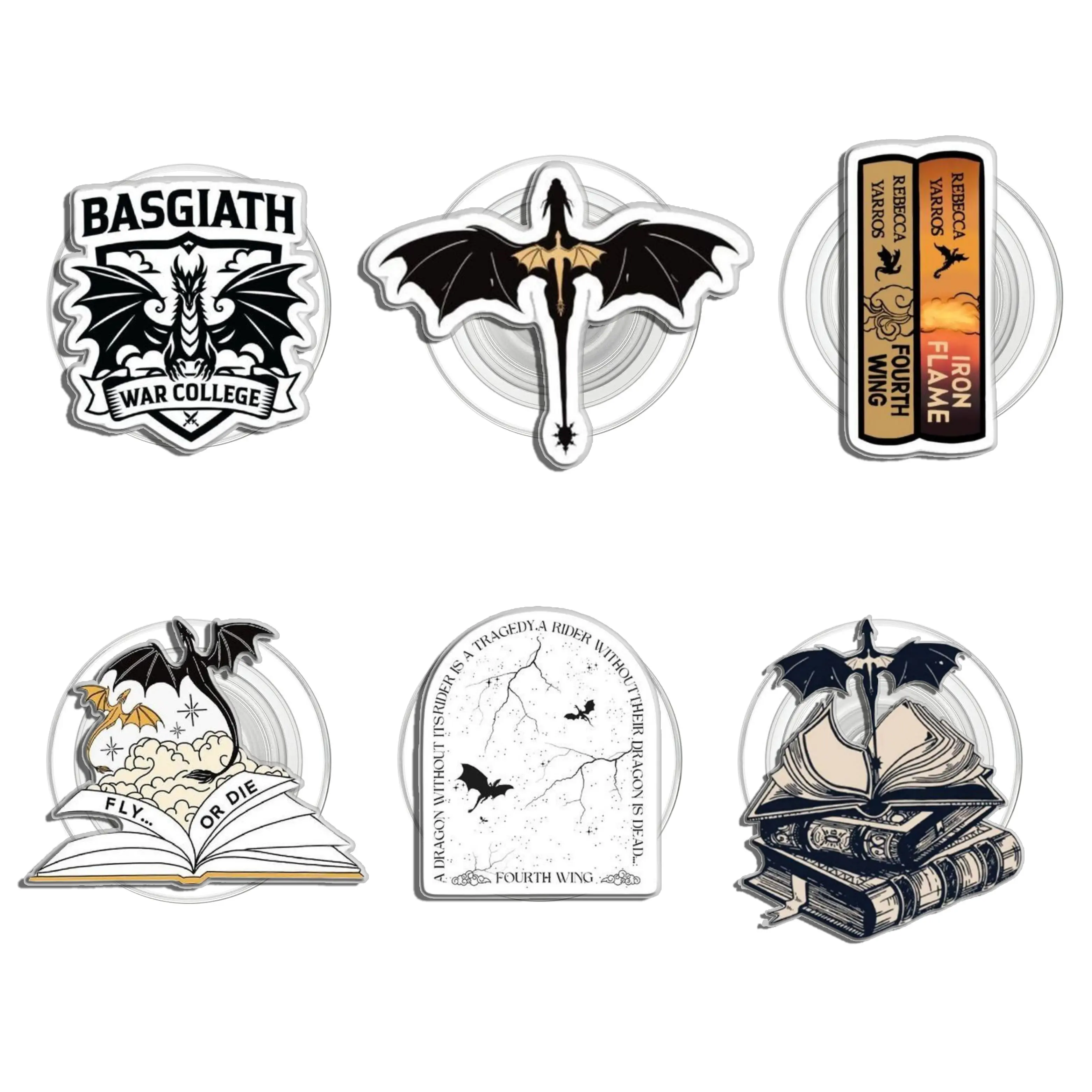 Retro Books Fourth Wing Dragon Magnetic e-Reader Grips Kindle Grip Magnetic Kindle Grip Book Lover Kindle Accessories Phone Holder PopSocket Phone Grip Magnetic Pop Socket Phone Grip